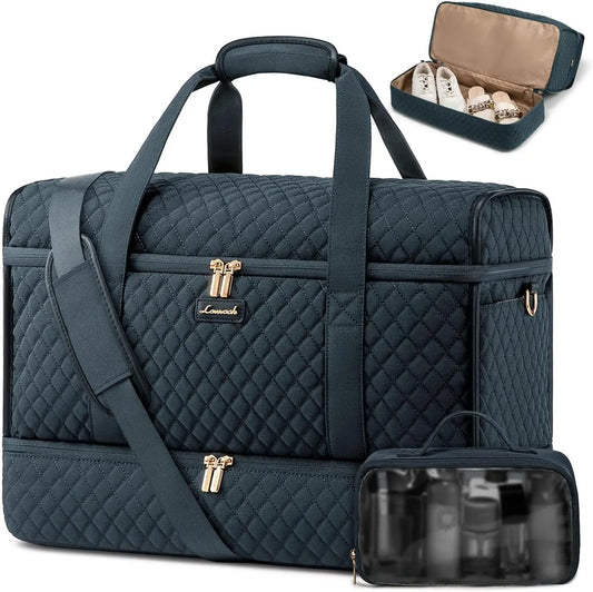 Large Travel Duffle Bag for Women with Shoe Compartment, Overnight Hospital Bag, Carry-On Personal Item, Yoga Gym Duffel