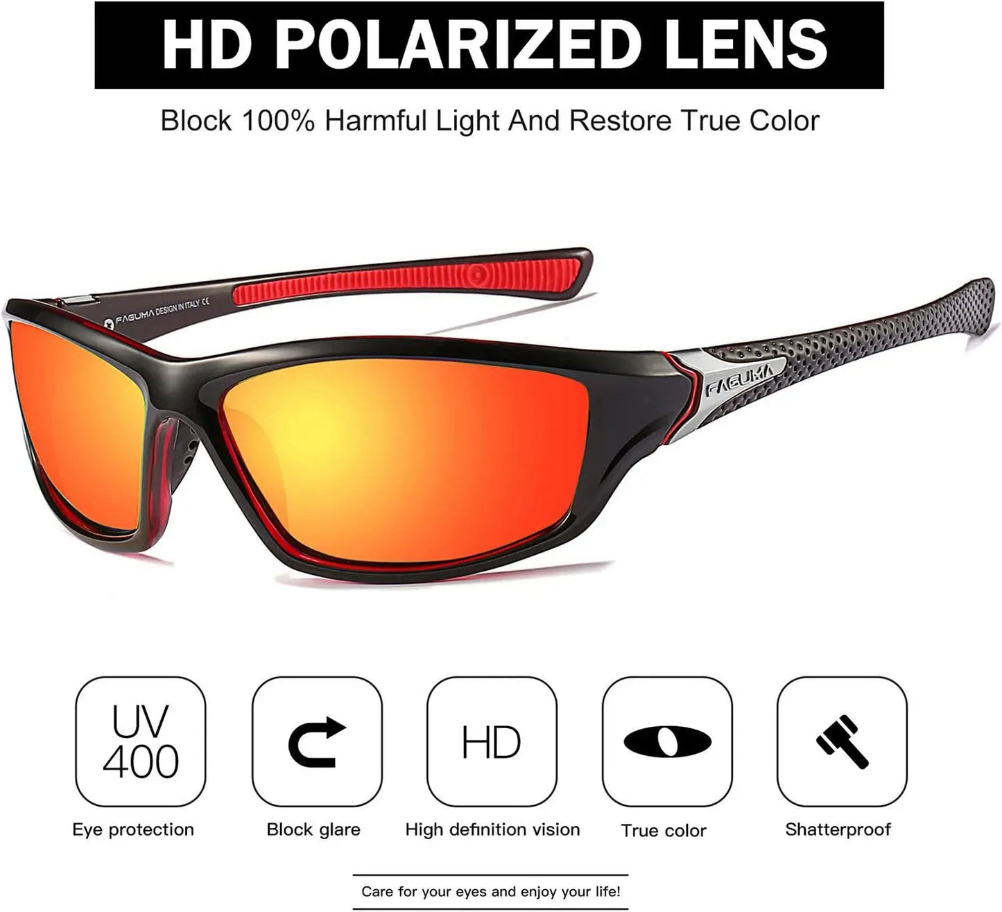 Polarized Sports Sunglasses for Men Cycling Driving Fishing UV400 Protection