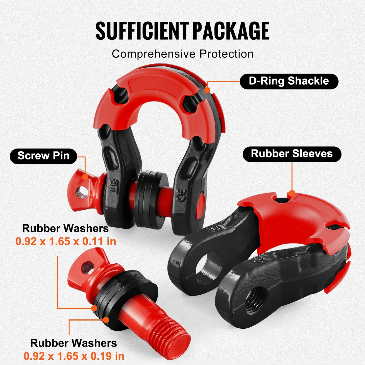 Two Pack Three Quarter Inch D Ring Shackle U Hook Set With Seven Eighths Pin