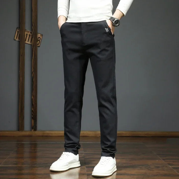 Autumn Winter New Men's Casual Pants Korean Fashion Stretch Straight Slim Fit Trousers High Quality Sweatpants Solid Color Male