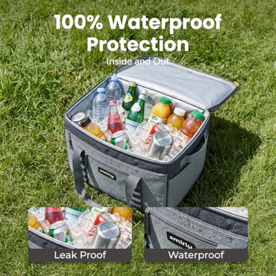 Cooler Bags Insulated Collapsible Cooler, Portable Leakproof and Soft Sided - Large Foldable Ice Chest for Camping, Beach, Trav