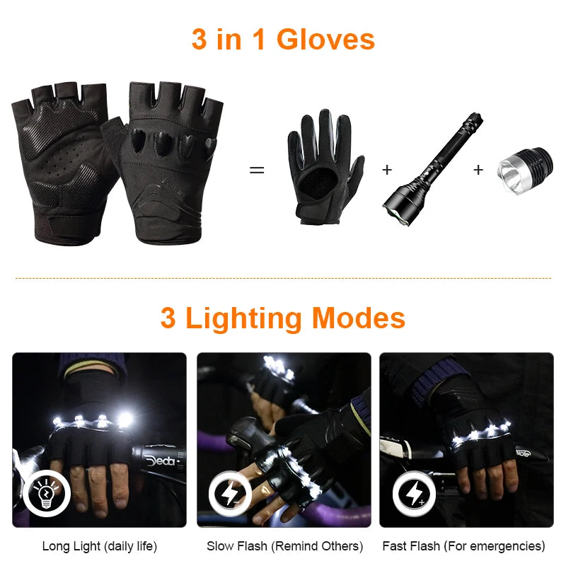 Daywolf LED Gloves for Outdoor Night Hiking and Cycling Green