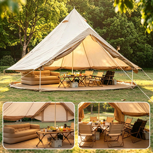 Oxford Bell Tent for Family Camping - Spacious 13.1ft Yurt with Stove Jack, Large Glamping Tents for 4-8 People, 4 Season Oxford Hot Tent Shelter Green portable water-resistant camping tent Four season tents
