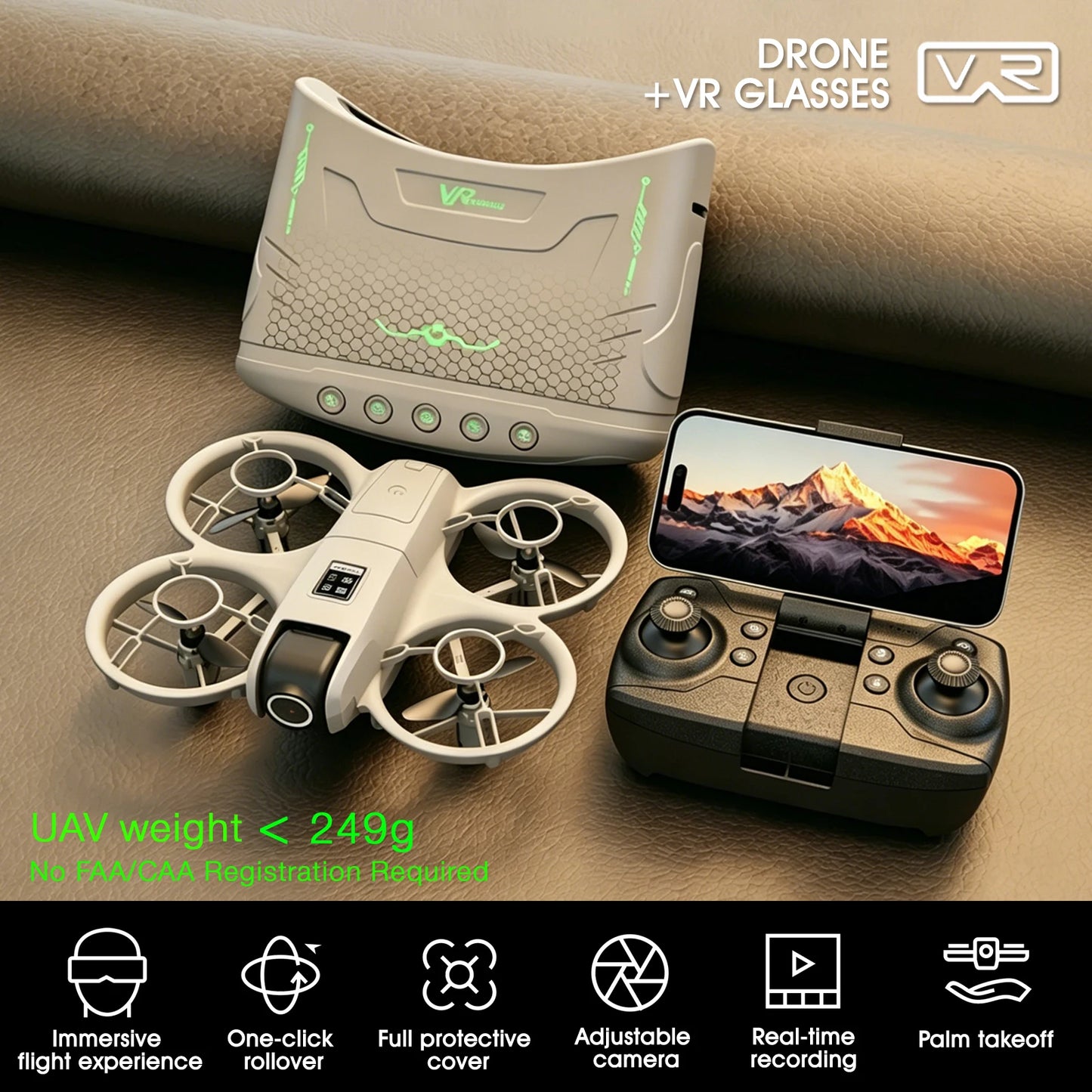 Mini Drone That Is Easy For Beginners/effectively Protecting The Propeller/VR Suite Combination/real-time Control/Multiple Remote control Methods/360°roll Aeria/photography/Optical Flow Hovers