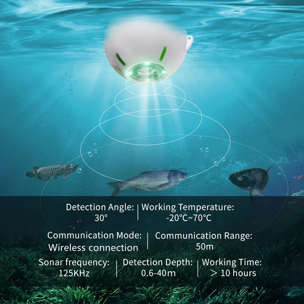 Wireless Rechargeable Sonar Fish Finder for Bait Boat Carp Fishing 40m Depth