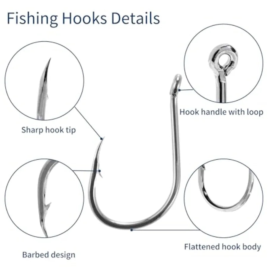 300 Piece Fishing Hooks Set 18 Sizes Carbon Steel Barbed Hooks Storage Box