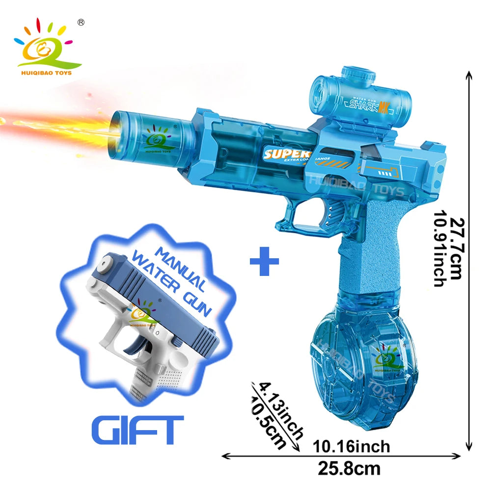 HUIQIBAO Electric Pulse Water Gun With Flame Sensor Light Toy For Outdoor Beach