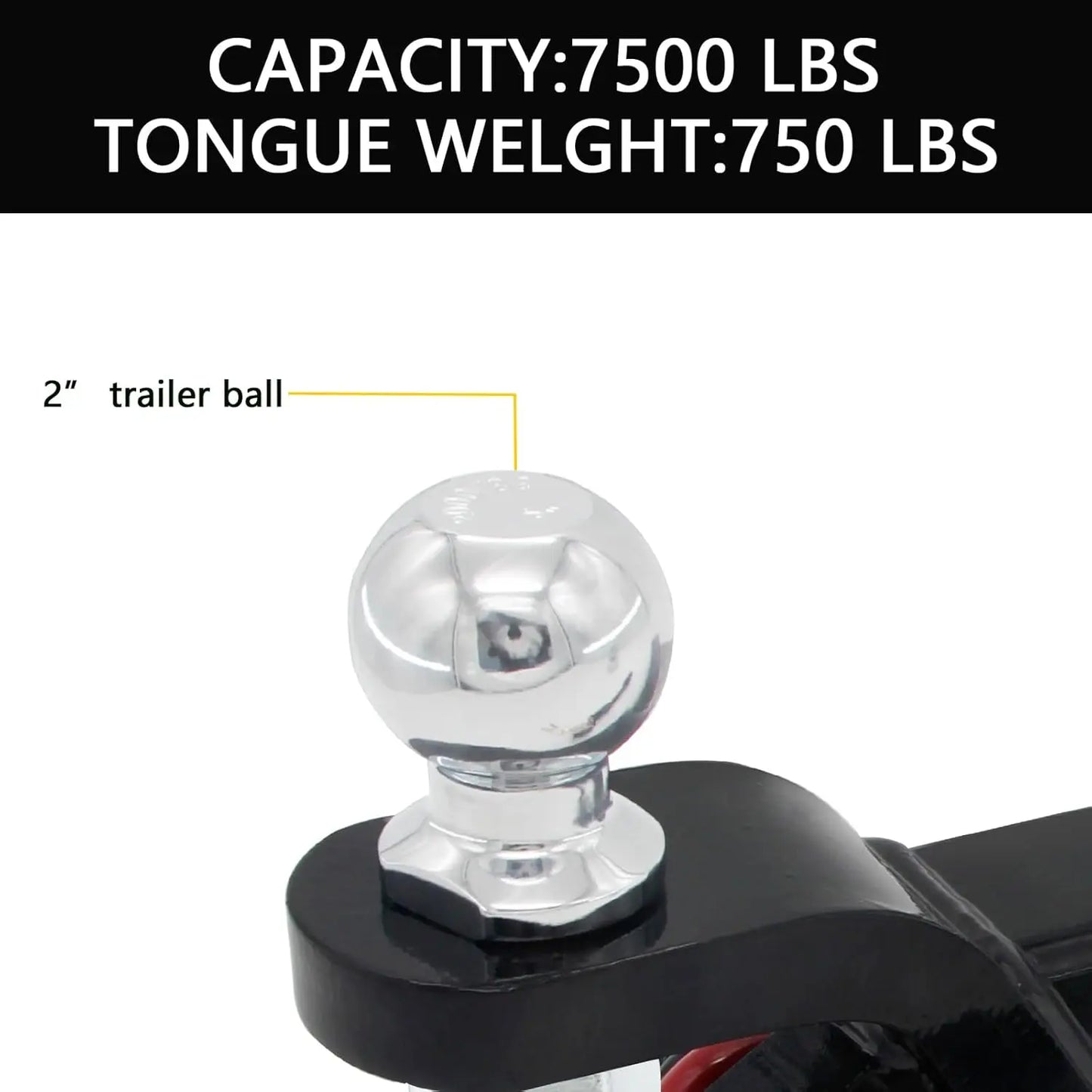 Heavy Duty 2-in-1 Trailer Hitch Ball Mount with Tow Shackle for Trucks, SUVs, Cars - Fits 2-Inch Receiver