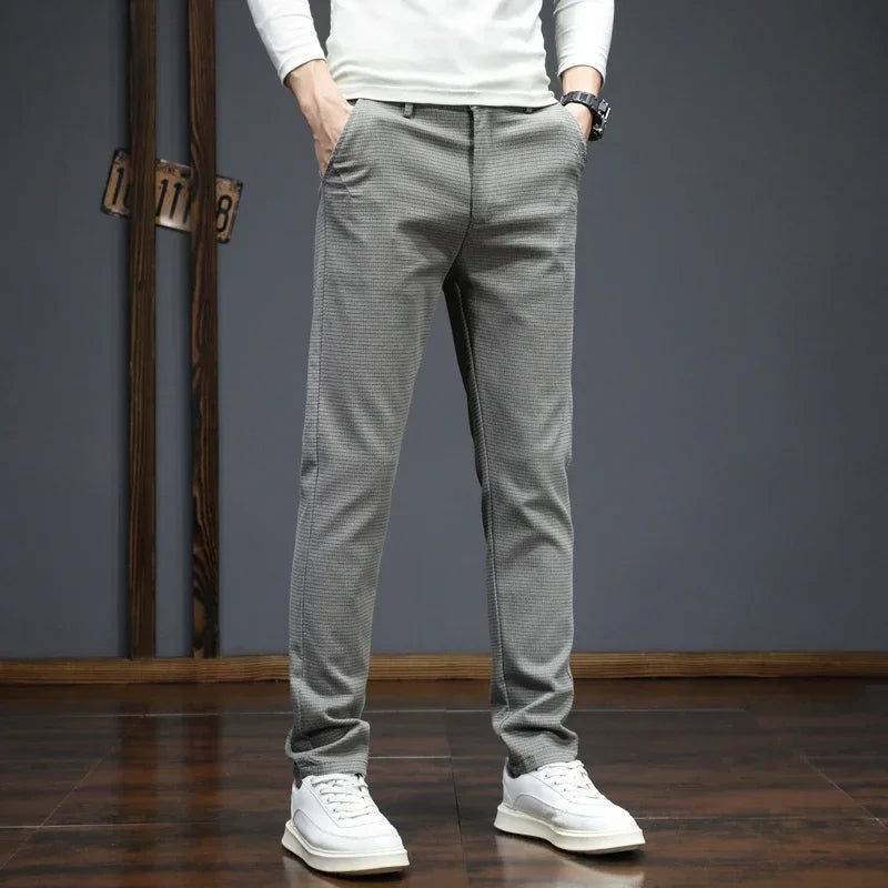 Autumn Winter New Men's Casual Pants Korean Fashion Stretch Straight Slim Fit Trousers High Quality Sweatpants Solid Color Male