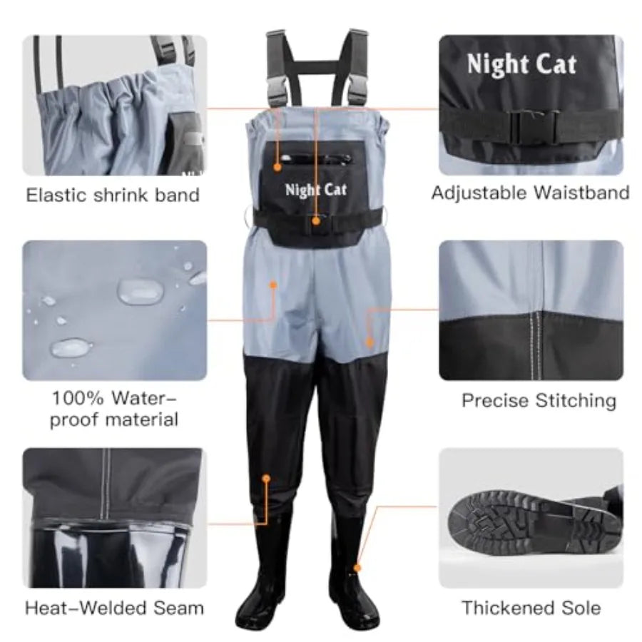 Youth Waterproof Chest Fishing Waders With Boots for Boys and Girls