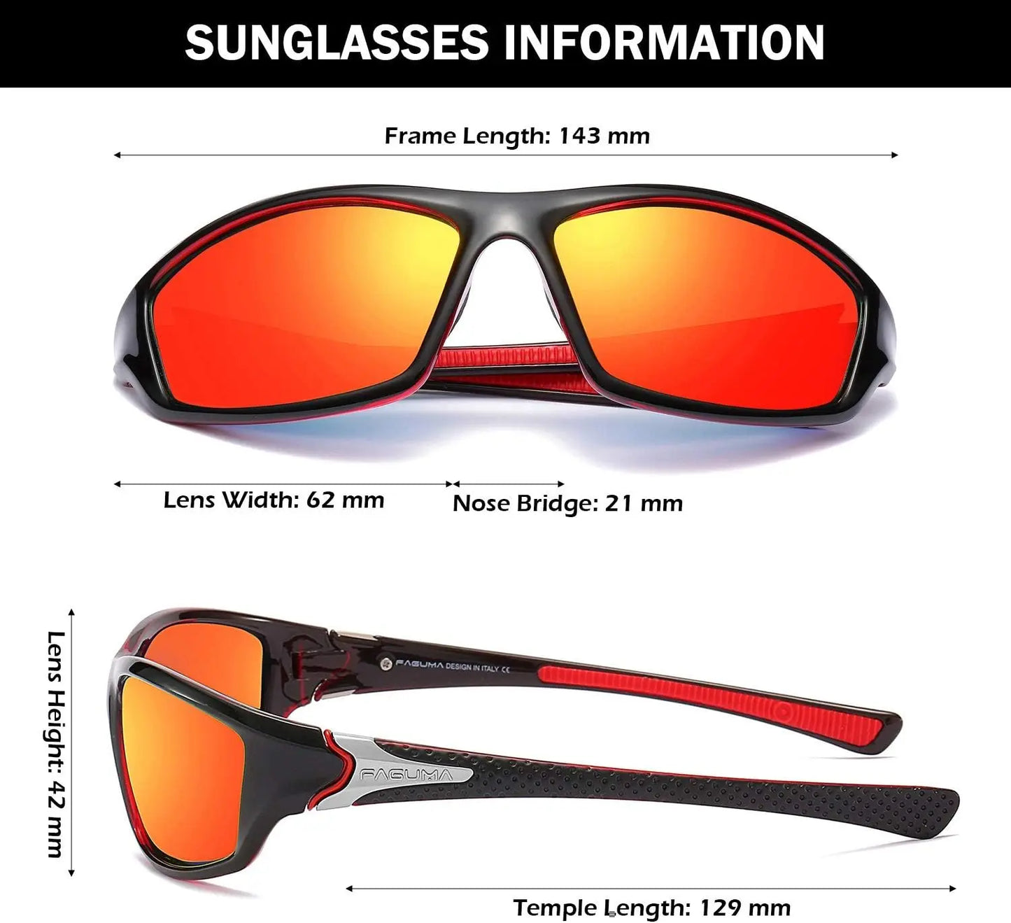 Polarized Sports Sunglasses for Men Cycling Driving Fishing UV400 Protection