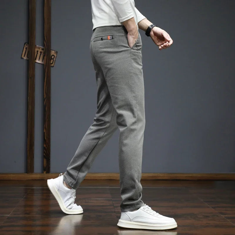 Autumn Winter New Men's Casual Pants Korean Fashion Stretch Straight Slim Fit Trousers High Quality Sweatpants Solid Color Male