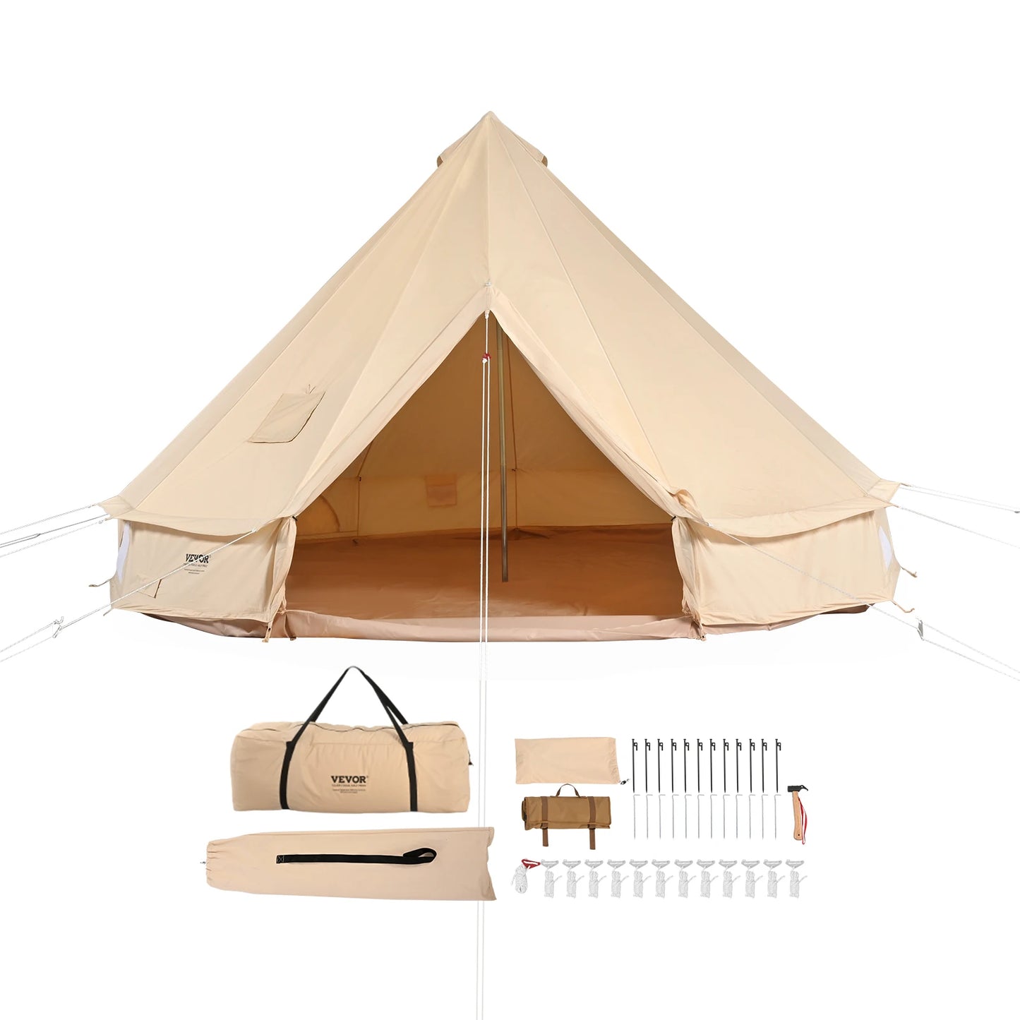 Elevate your outdoor gatherings with our spacious canvas bell tent designed for year-round comfort and effortless setup.