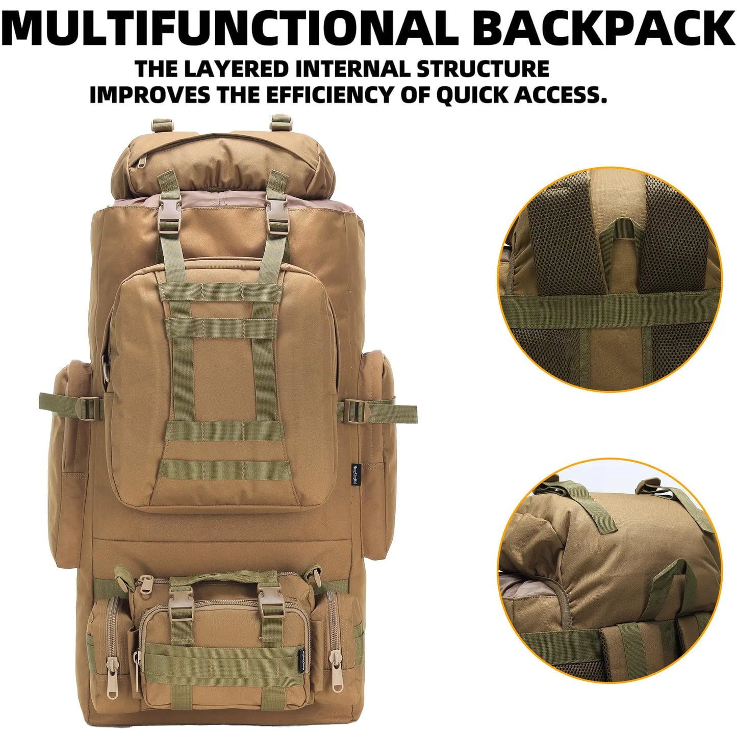 Conquer rugged trails with a versatile 100L MOLLE hiking backpack built for serious outdoor adventures.