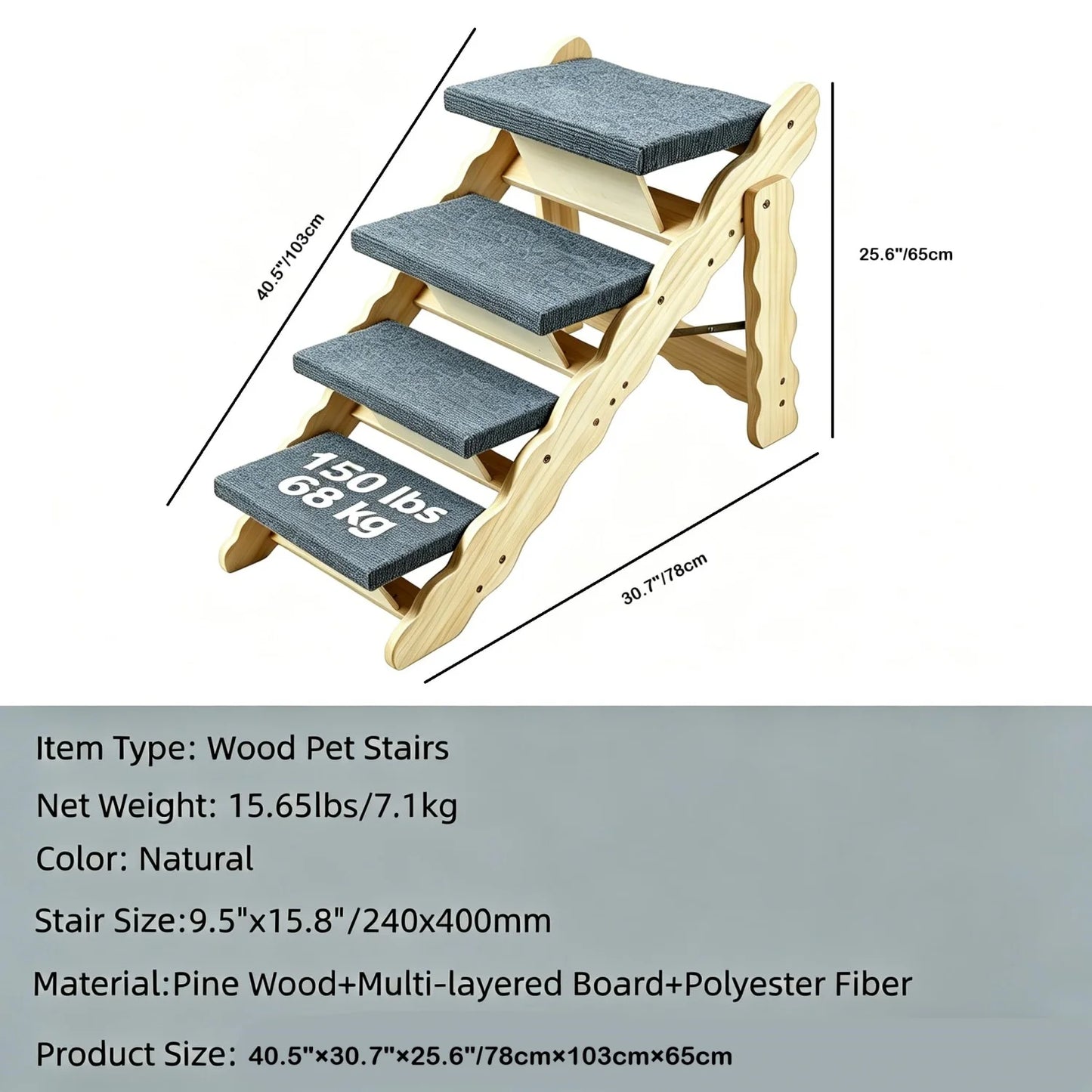 Revolutionize your pup's independence with these durable wooden stairs and ramp, designed to make every jump or climb effortless and safe.
