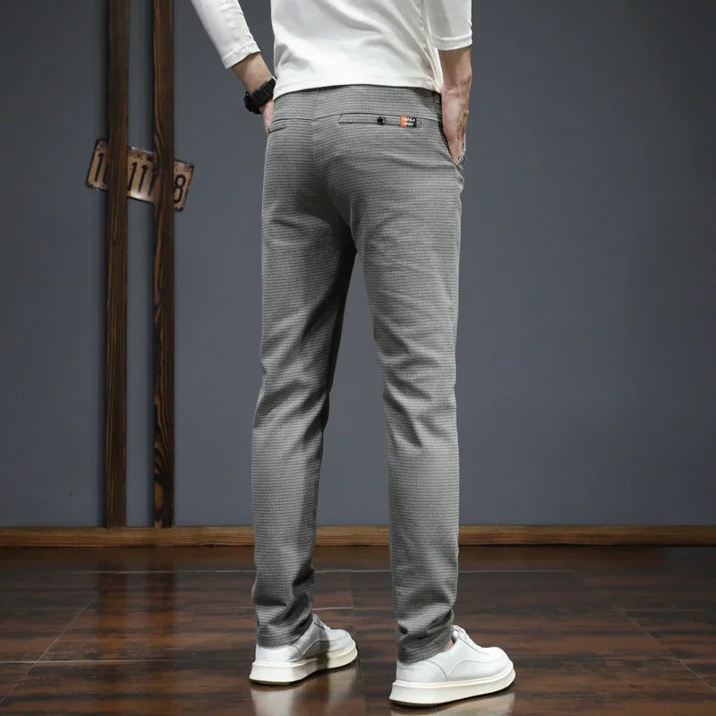 Autumn Winter New Men's Casual Pants Korean Fashion Stretch Straight Slim Fit Trousers High Quality Sweatpants Solid Color Male