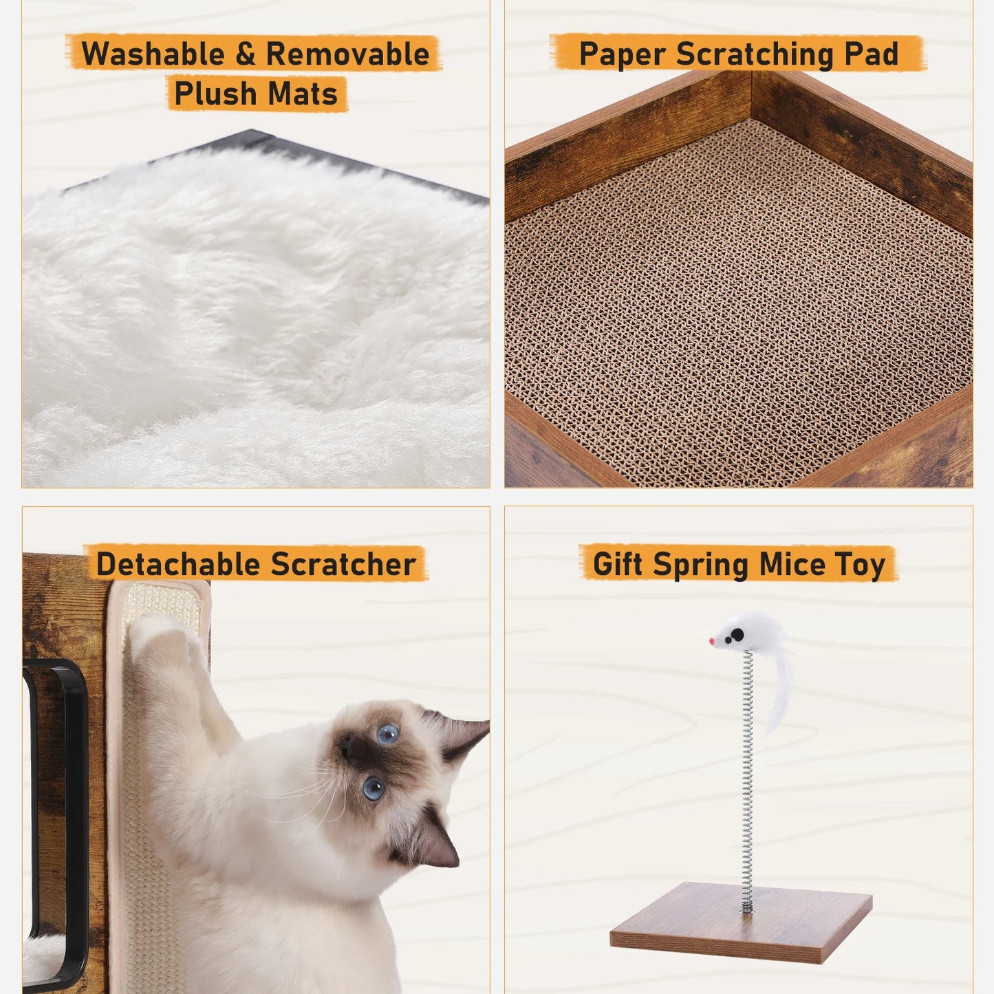 Give your cat a cozy retreat with this stylish wooden condo that doubles as a playful climbing tower at home.