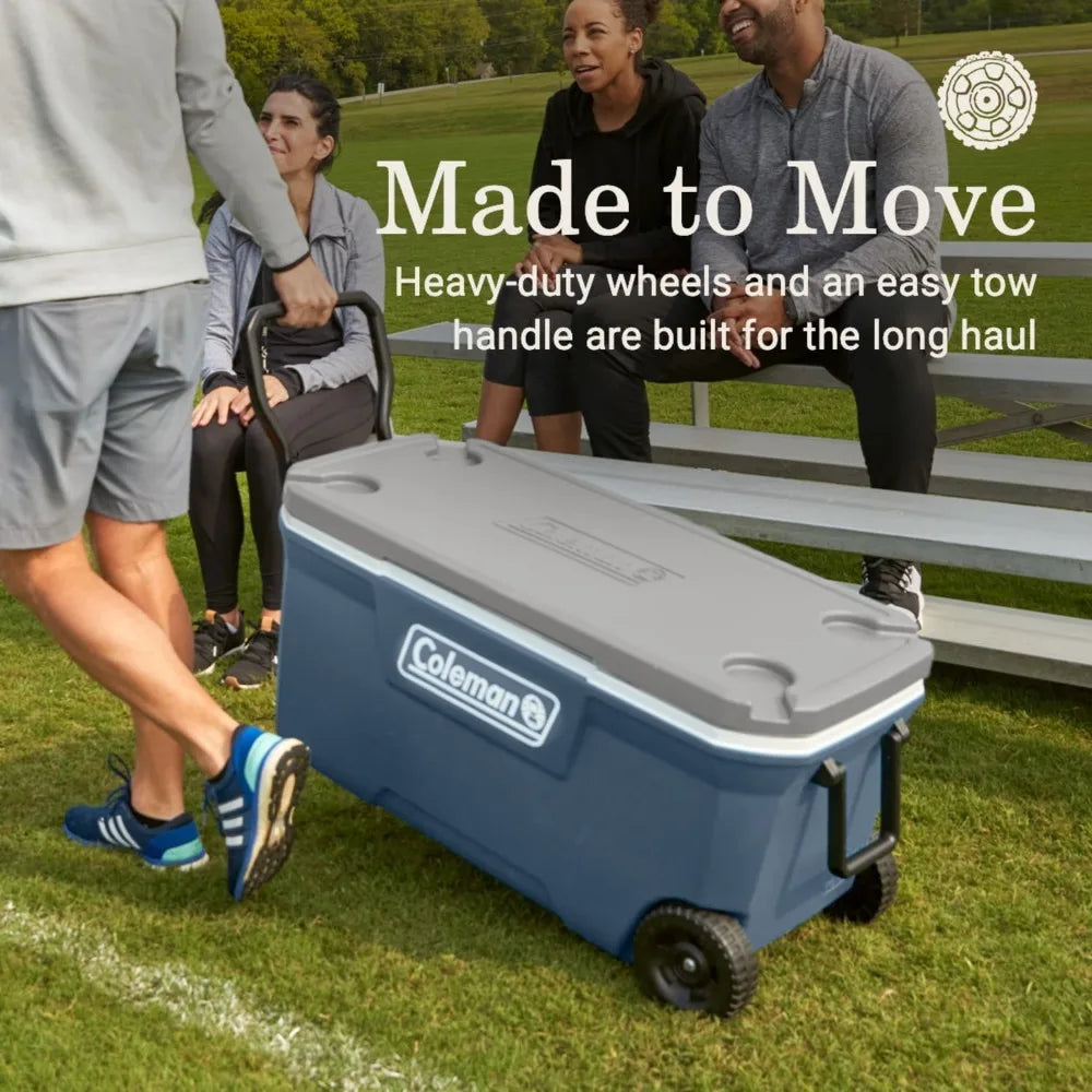 100 Qt Large Wheeled Insulated Cooler For Camping And Outdoor Adventures