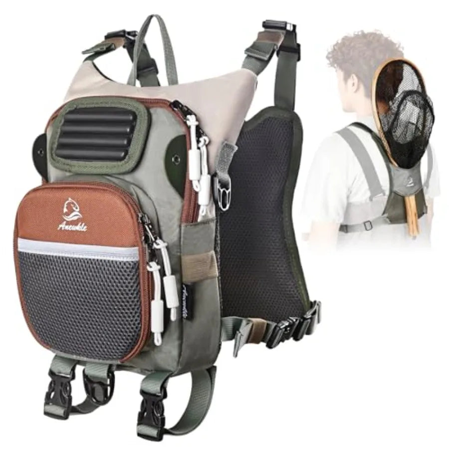 Fly Fishing Chest Pack, Outdoor Waterproof fishing Tackle Chest Bag with Multiple Compartments, Small Wade fishing, Can accommo