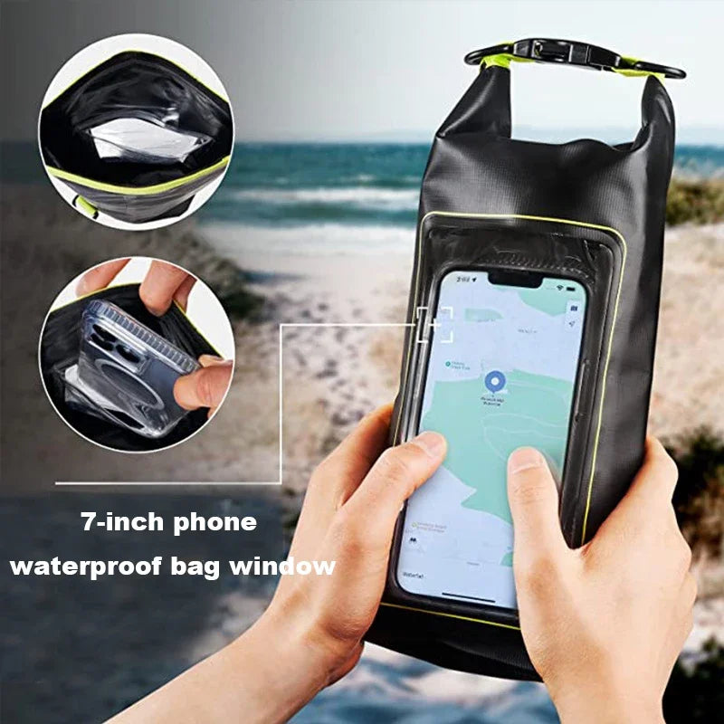 2L 5L Marine Dry Bag Waterproof PVC Bags Phone Touch Beach Canyoning Boating Diving Rafting Floating Kayaking Surf Shoulder Bag