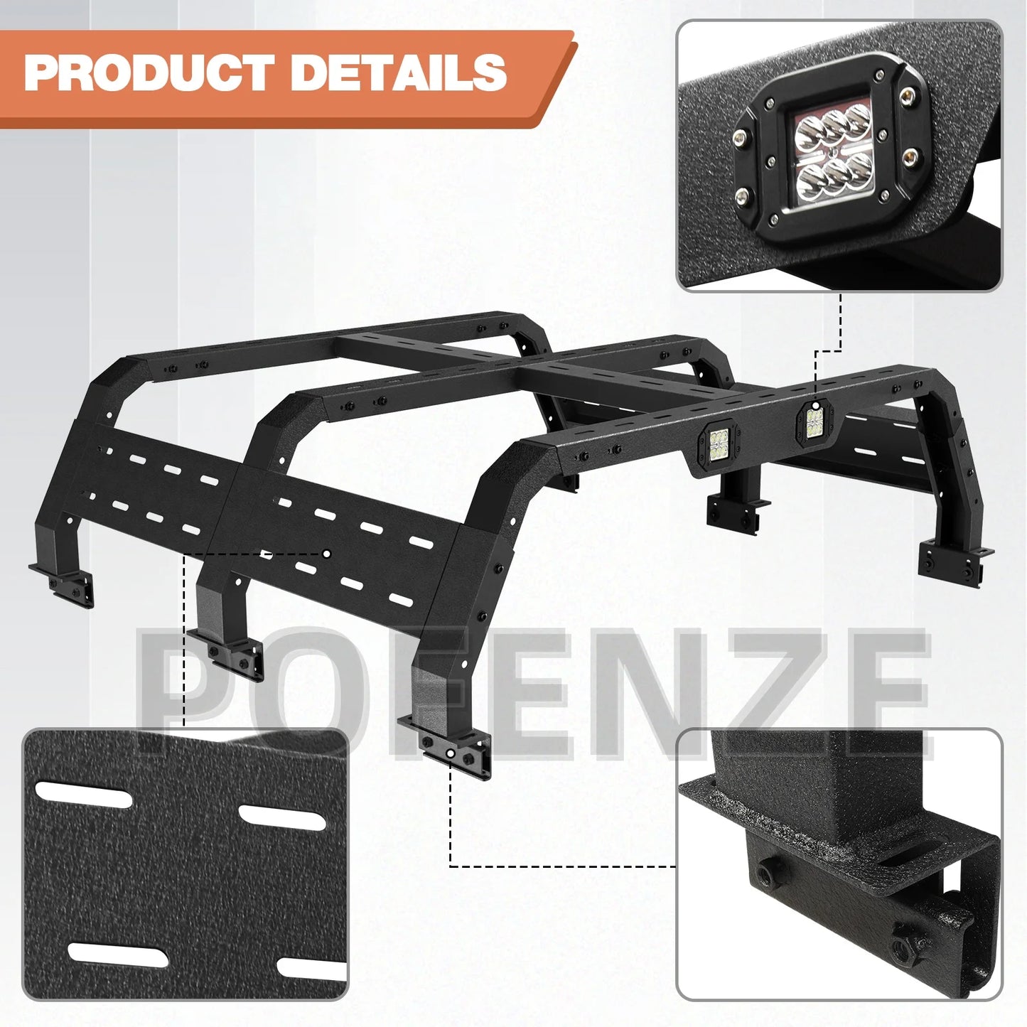Truck Bed Rack for Full-Size Trucks Without Bed Rails Fit Dodge Ram 1500, Chevy Silverado 1500, Ford F-150, Toyota Tundra