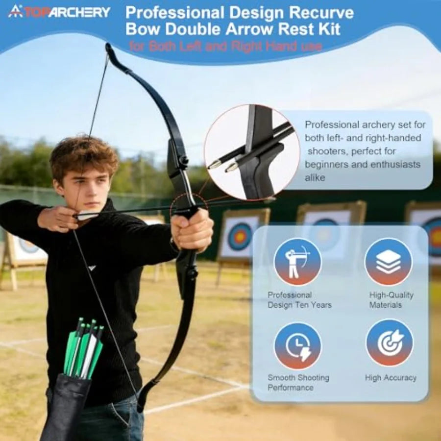 Recurve Bow and Arrow Set for Adults and Youth, Takedown Archery Bow with 12 Arrows, Black, 20lbs-40lbs, Suitable for Beginners