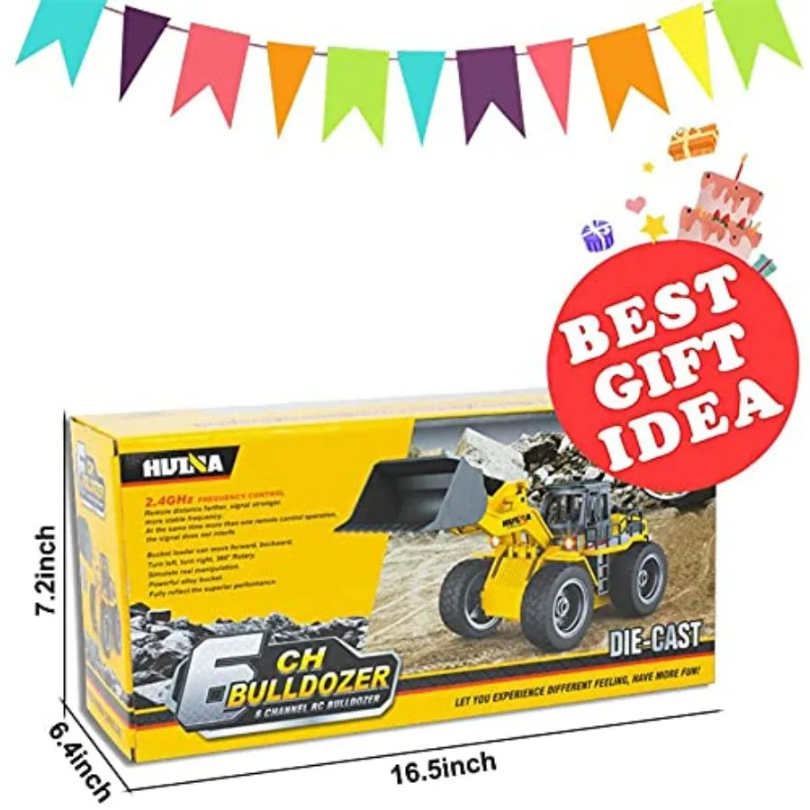 1 18 Scale RC Metal Bulldozer Toy Truck 4WD Rechargeable With Two Batteries