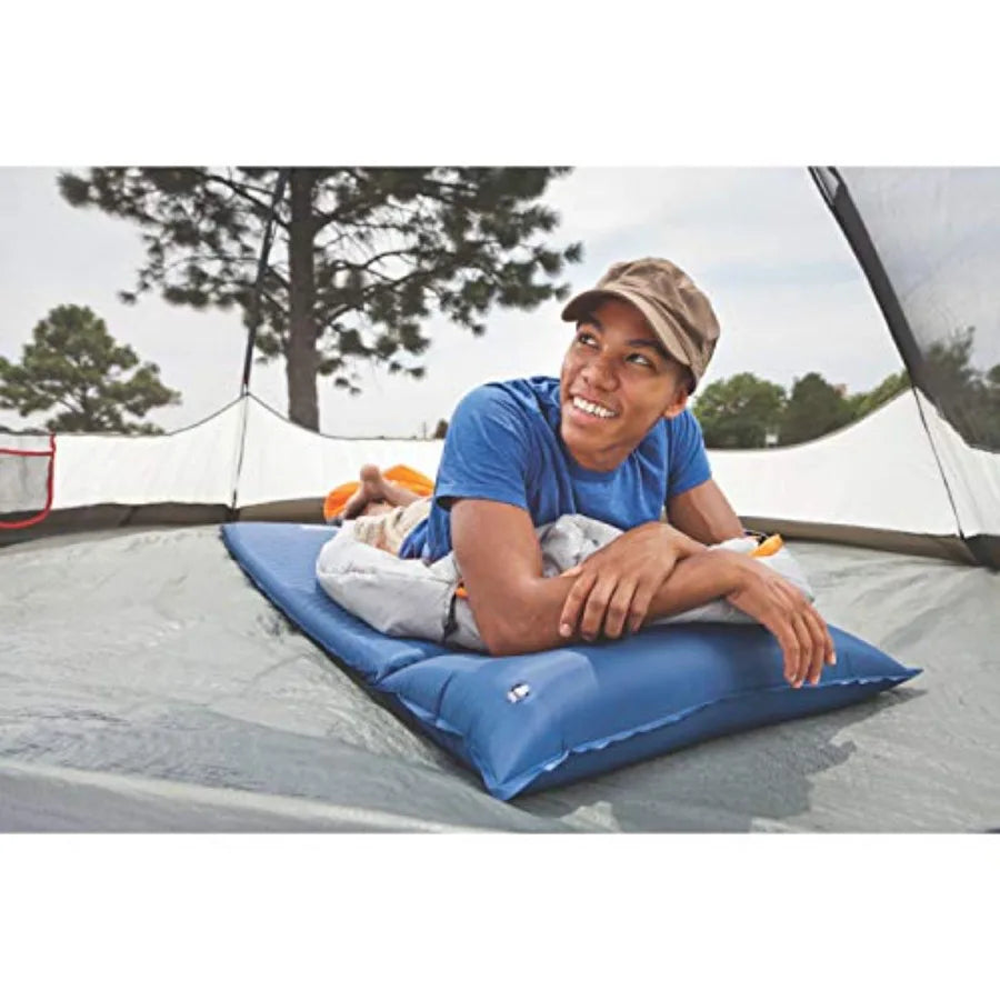 Self-Inflating Sleeping Pad with Pillow, Lightweight Inflatable Camp Pad with Extra Support and Quick Deflation, No Air Pump Ne