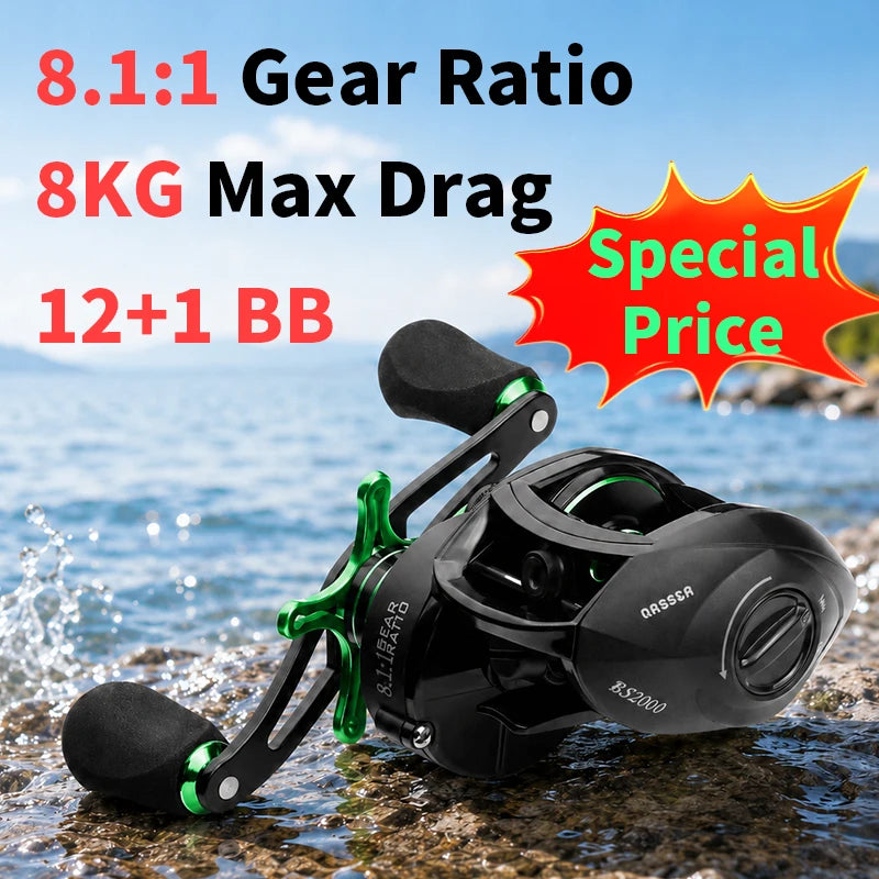 Linnhue Baitcasting Reel BS2000 12 Plus 1BB 8To1 Gear Ratio 8 Kg Drag Freshwater