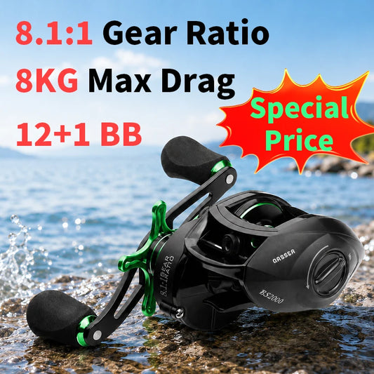 Linnhue Baitcasting Reel BS2000 12 Plus 1BB 8To1 Gear Ratio 8 Kg Drag Freshwater