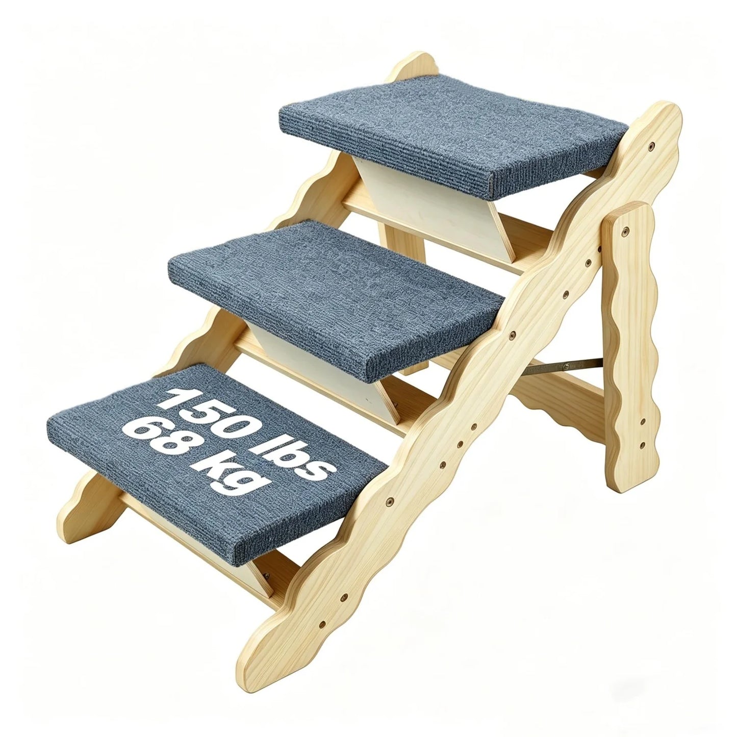 Revolutionize your pup's independence with these durable wooden stairs and ramp, designed to make every jump or climb effortless and safe.