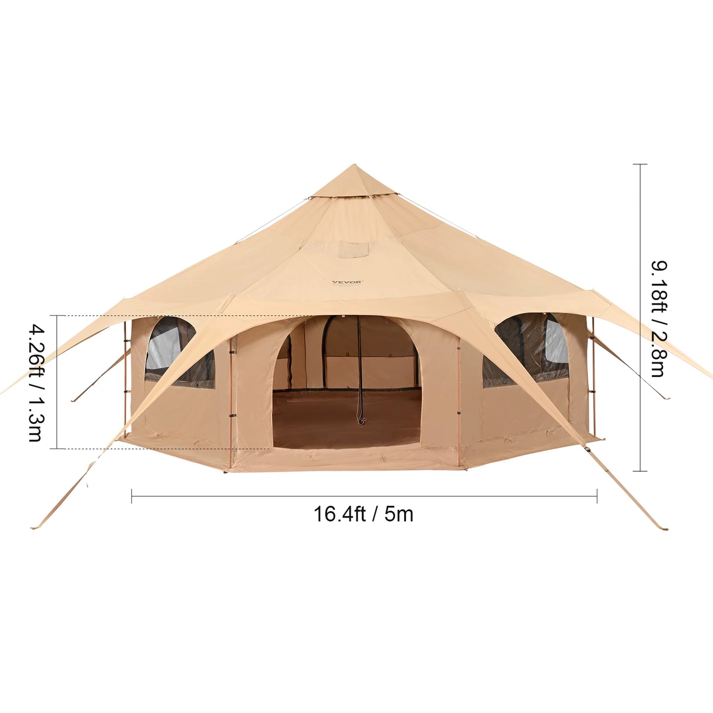 Elevate your outdoor gatherings with our spacious canvas bell tent designed for year-round comfort and effortless setup.