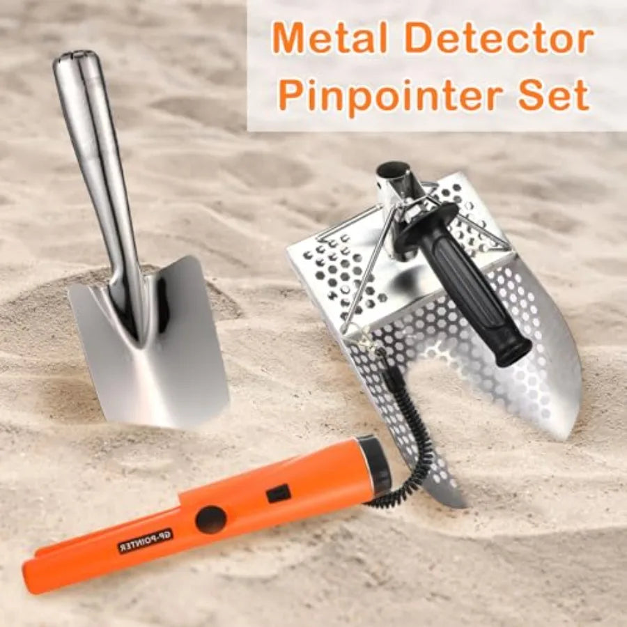 Metal Detector Kit Accessories Include Metal Detector Pinpointer Sand Sifter Scoop Shovel Glove Finds Bag Semi Waterproof Detec