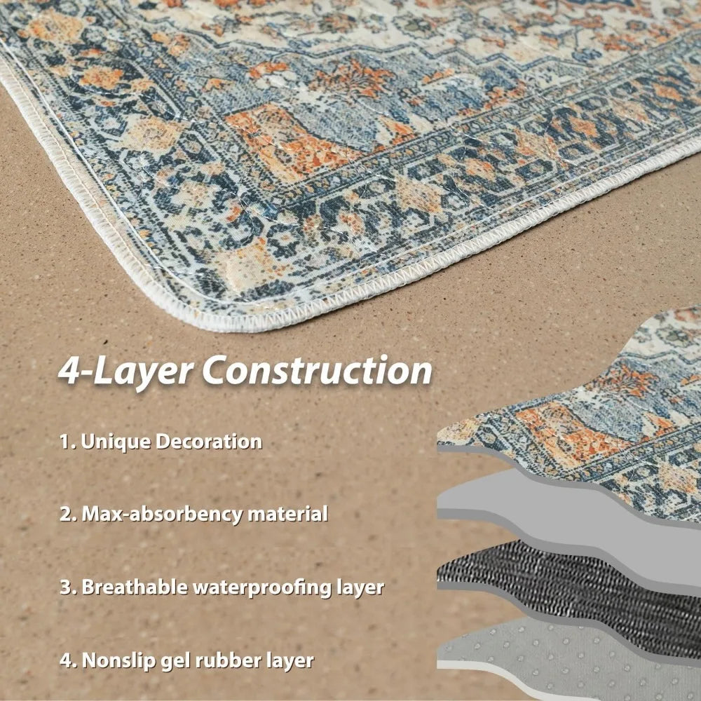 Washable Non-Slip Leak-Proof Pee Pads for Dogs & Cats, Reusable Potty Pads, 36x36 inches, Beige/Multi