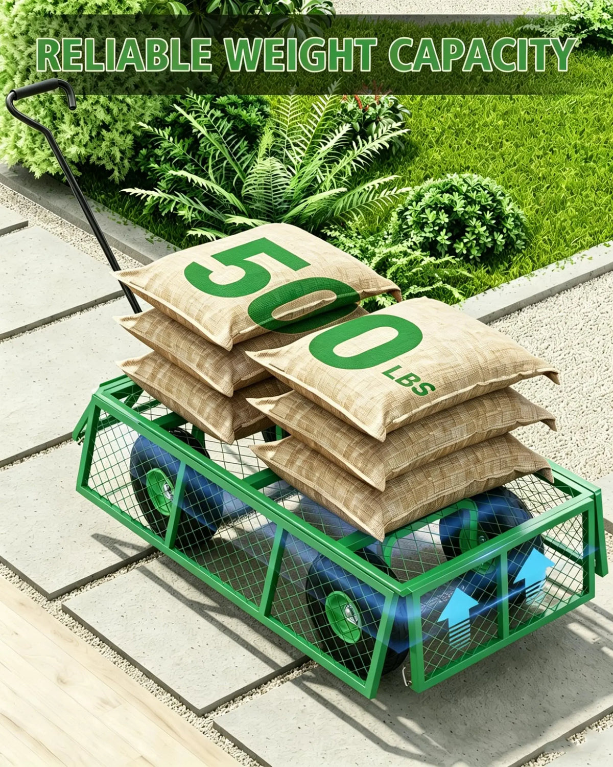 Heavy Duty All Terrain Garden Cart With Removable Sides And Rotating Handle