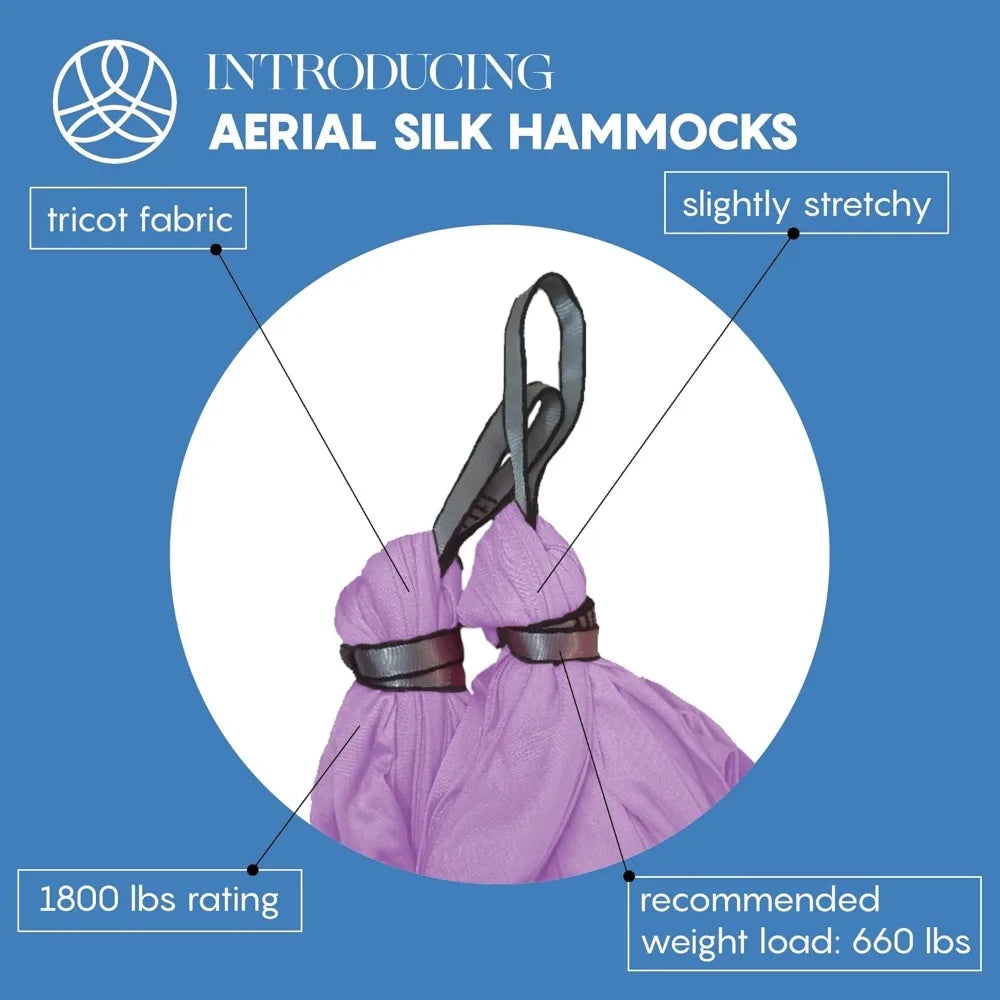 Aerial Silk Yoga Hammock & Swing for Home, Inversion Exercises, Starter Kit for All Levels - Durable with Extension Straps