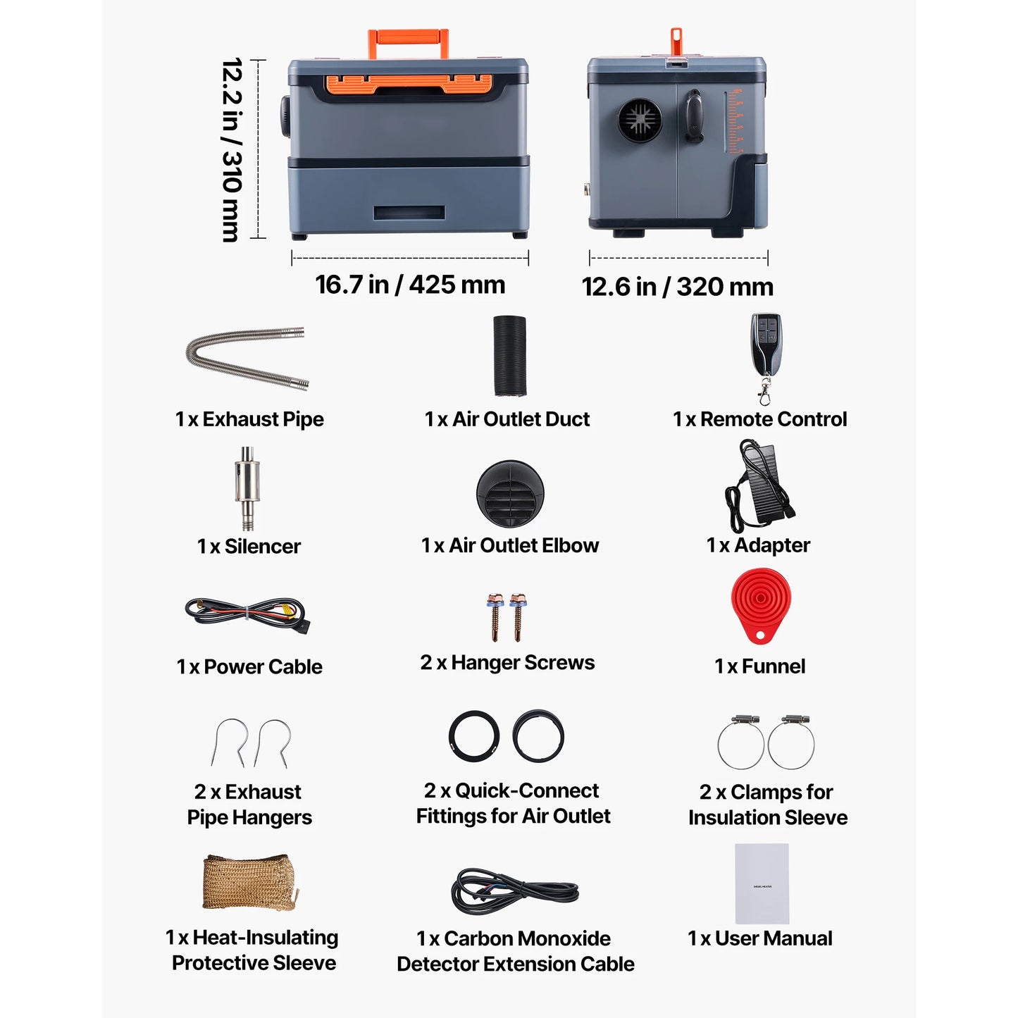 SucceBuy Diesel Heater, 8KW, DC 12V/24V All in One Portable Diesel Air Heater Remote Control and LCD Screen for Trucks Vans RVs