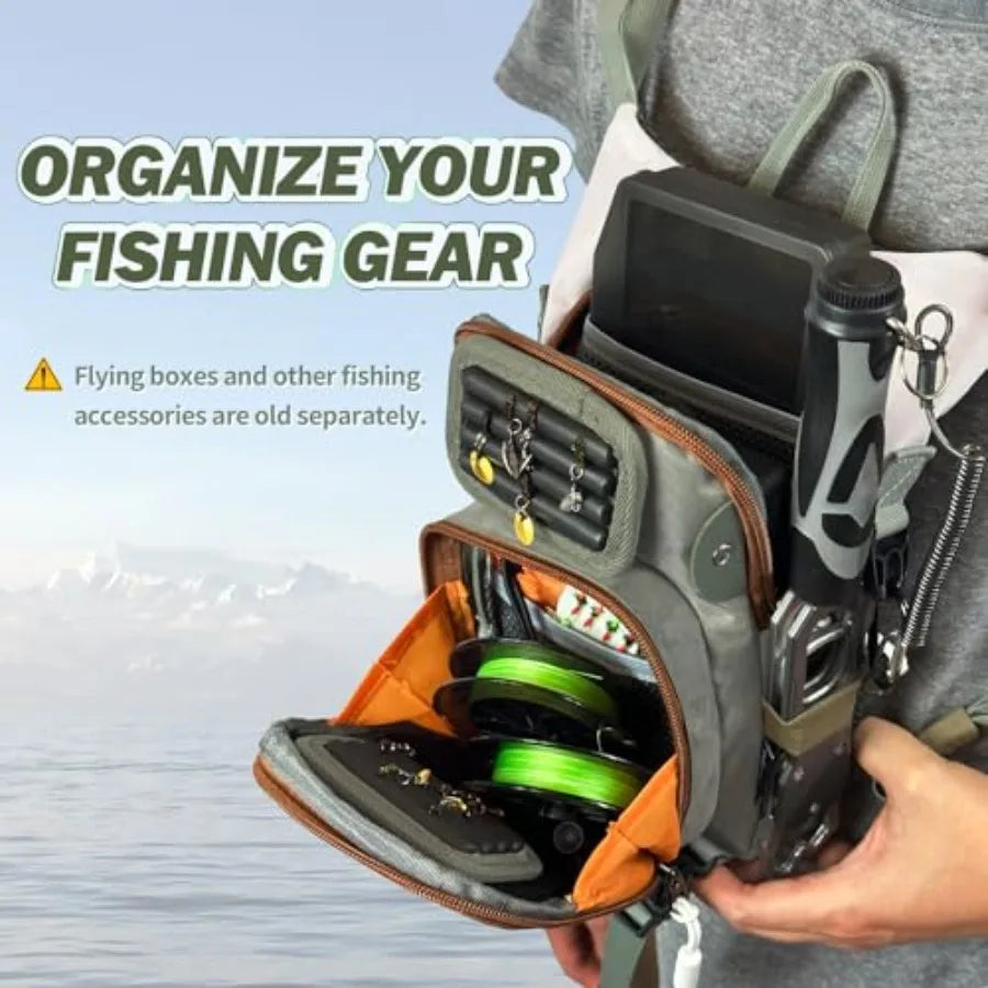 Fly Fishing Chest Pack, Outdoor Waterproof fishing Tackle Chest Bag with Multiple Compartments, Small Wade fishing, Can accommo