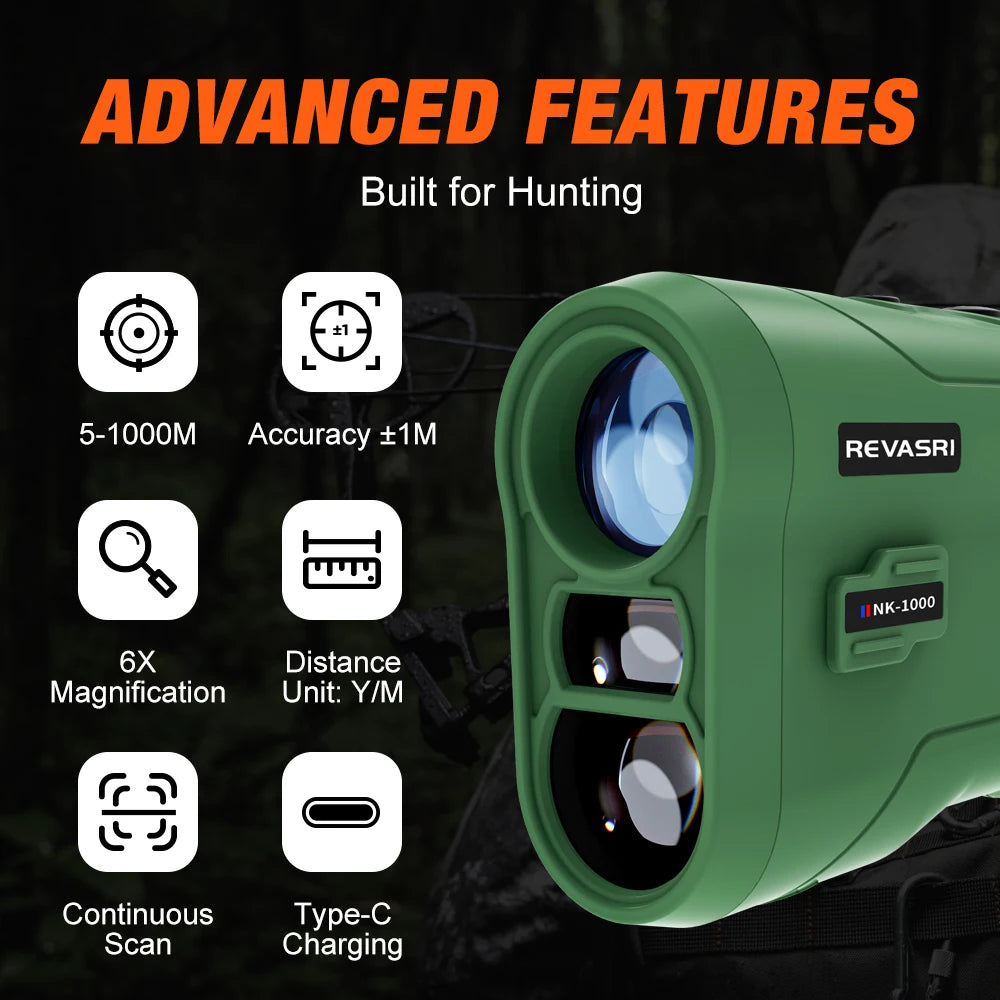 REVASRI 1000M Multi-Function Hunting Rangefinder with Speed and Scan Golf Slope Compensation Mode,  for Hunting and Shooting