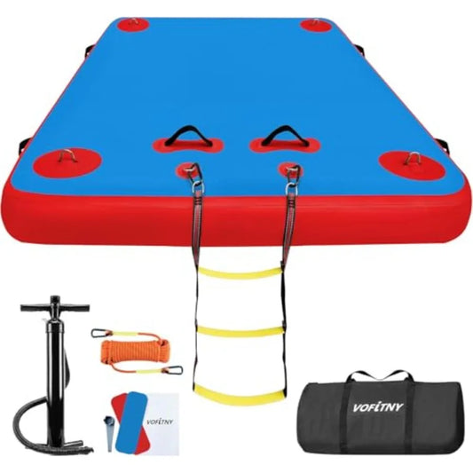 Inflatable Floating Dock Swim Platform for Lakes Lake Floats for Adults Island Raft Mat for Lake Beach Ocean Non-Slip Surface