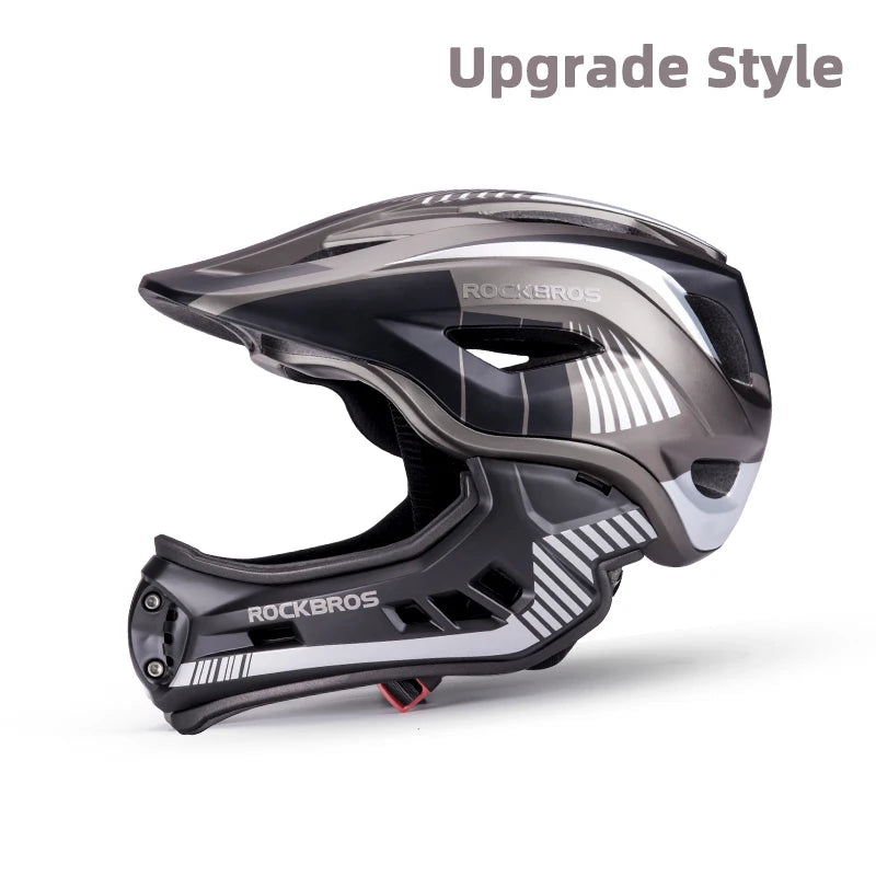 ROCKBROS Child Cycling Helmet Impact Resistant Cross Helmet Detachable Full Face Helmet Safety Protection Bicycle Scooter Helmet