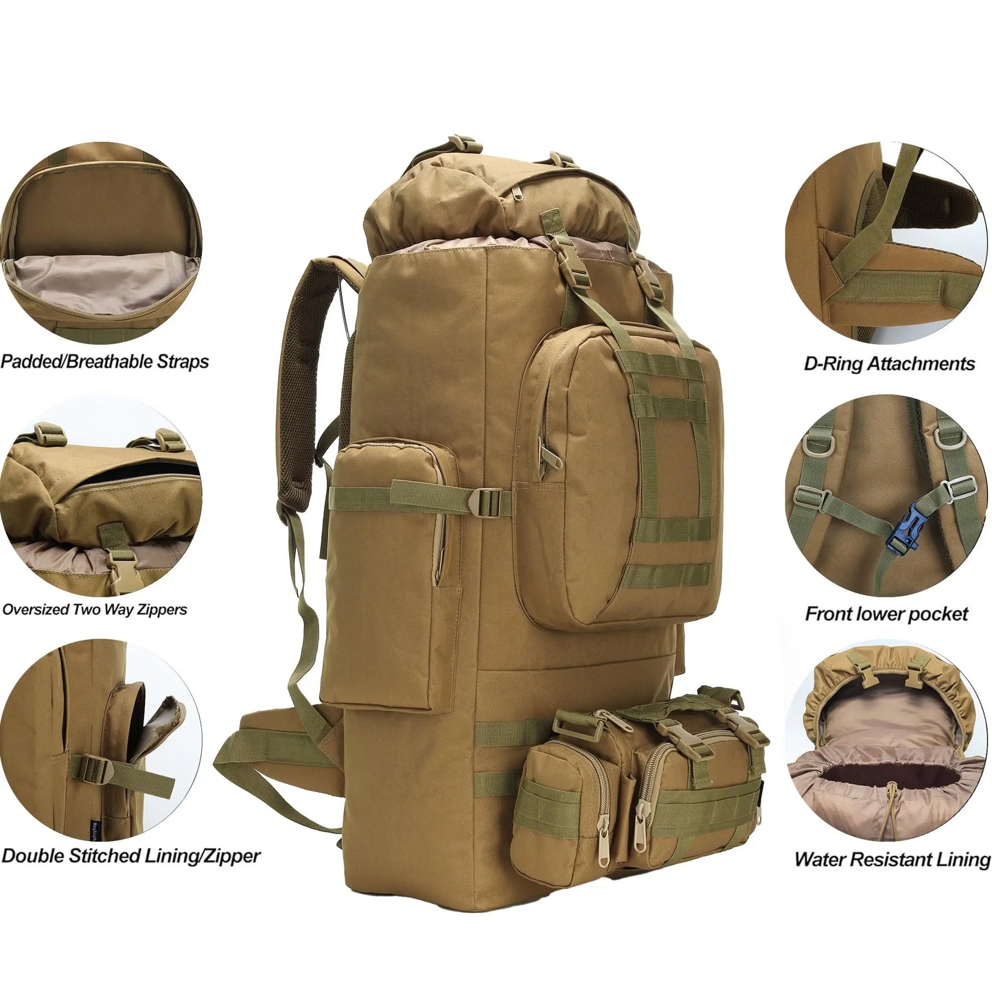 Conquer rugged trails with a versatile 100L MOLLE hiking backpack built for serious outdoor adventures.