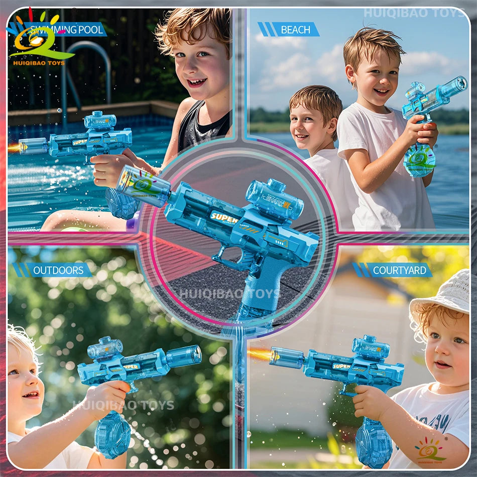 HUIQIBAO Electric Pulse Water Gun With Flame Sensor Light Toy For Outdoor Beach