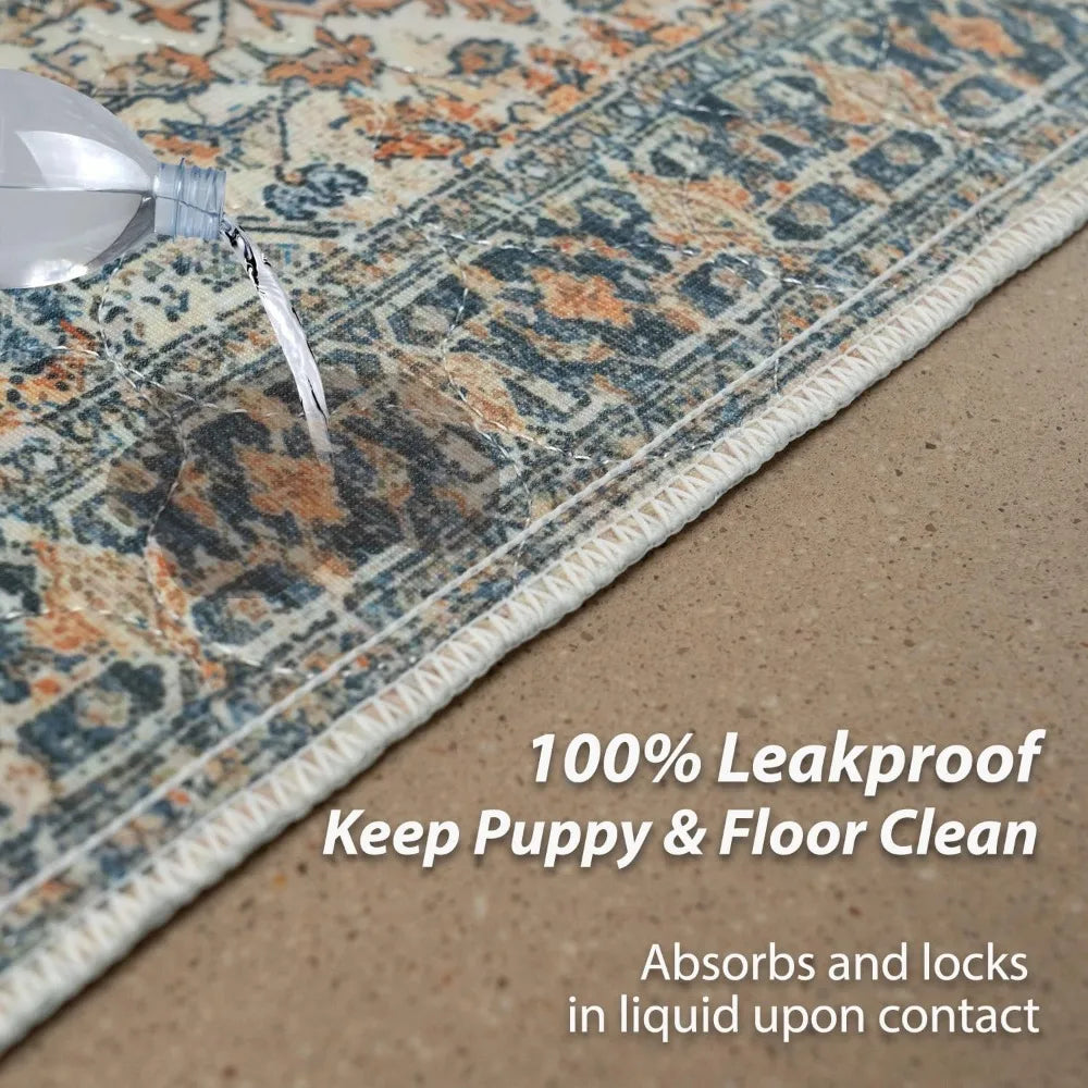 Washable Non-Slip Leak-Proof Pee Pads for Dogs & Cats, Reusable Potty Pads, 36x36 inches, Beige/Multi