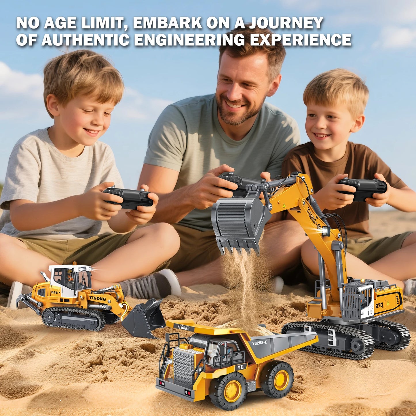 3PC 2.4G RC Engineering Vehicle Set – Remote Control Construction Truck Toys for Boys 1:50 alloy RC excavator engineering